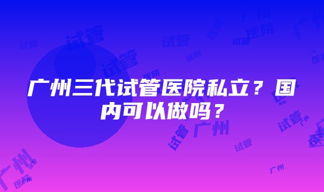 广州三代试管医院私立？国内可以做吗？