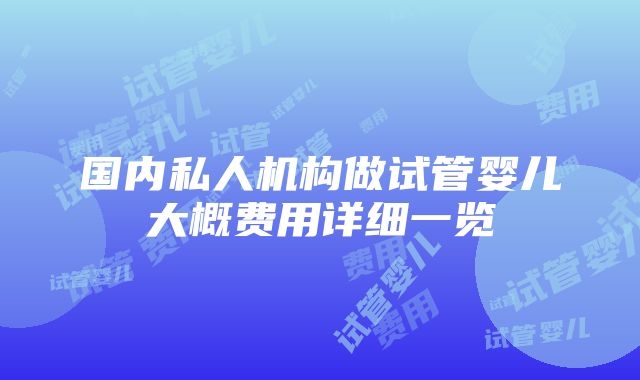 国内私人机构做试管婴儿大概费用详细一览