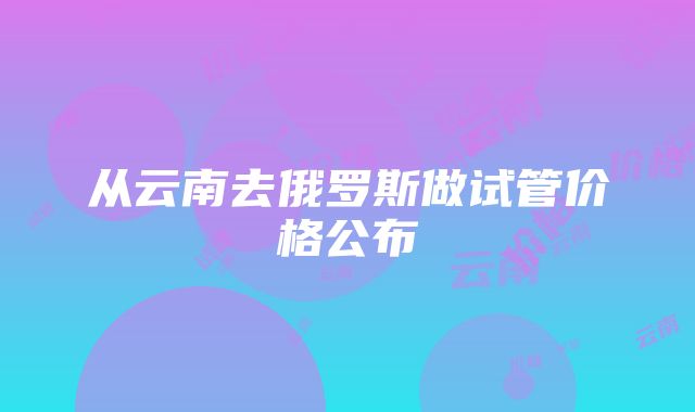 从云南去俄罗斯做试管价格公布