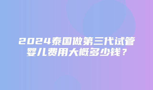 2024泰国做第三代试管婴儿费用大概多少钱？