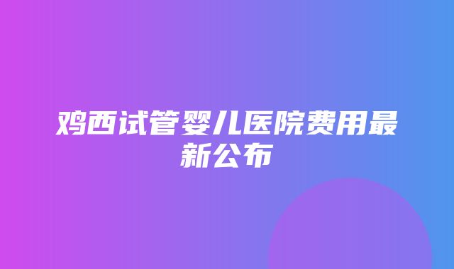 鸡西试管婴儿医院费用最新公布