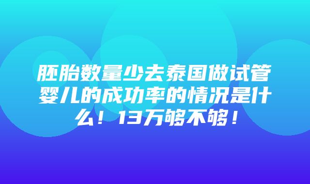 胚胎数量少去泰国做试管婴儿的成功率的情况是什么！13万够不够！