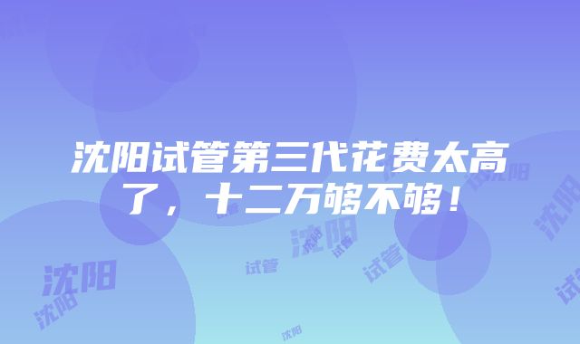 沈阳试管第三代花费太高了，十二万够不够！