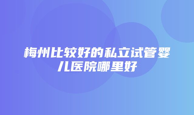 梅州比较好的私立试管婴儿医院哪里好