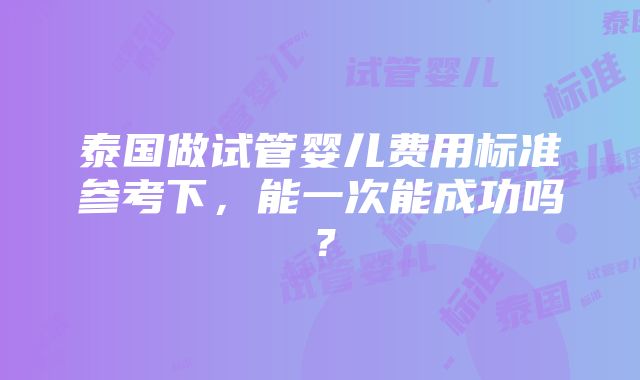 泰国做试管婴儿费用标准参考下，能一次能成功吗？