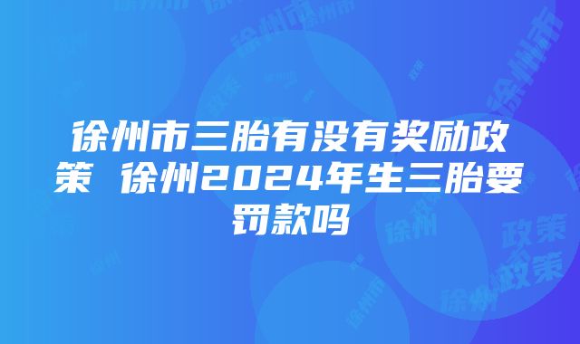 徐州市三胎有没有奖励政策 徐州2024年生三胎要罚款吗