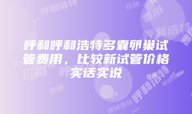 呼和呼和浩特多囊卵巢试管费用，比较新试管价格实话实说