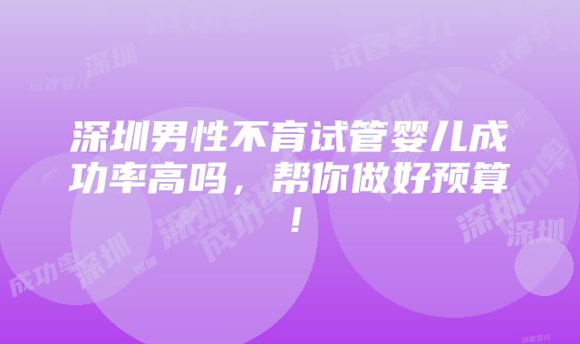 深圳男性不育试管婴儿成功率高吗，帮你做好预算！