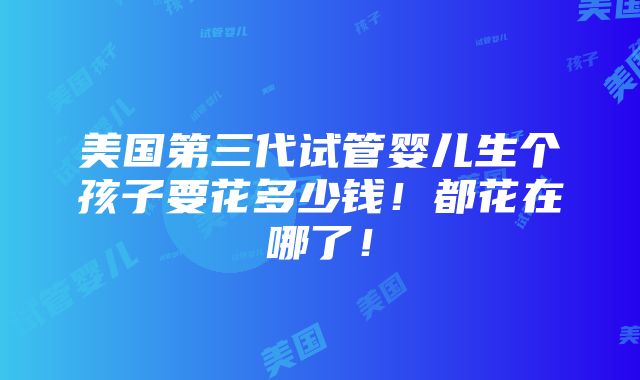 美国第三代试管婴儿生个孩子要花多少钱！都花在哪了！