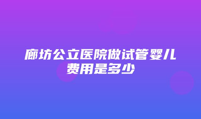 廊坊公立医院做试管婴儿费用是多少