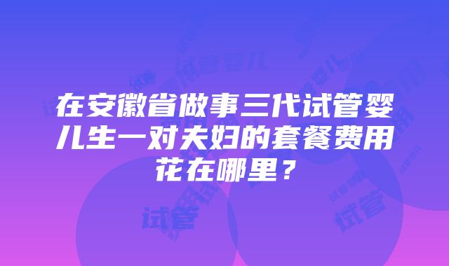 在安徽省做事三代试管婴儿生一对夫妇的套餐费用花在哪里？