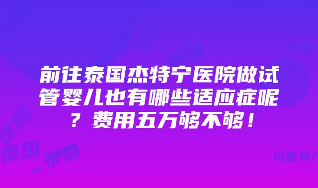 前往泰国杰特宁医院做试管婴儿也有哪些适应症呢？费用五万够不够！