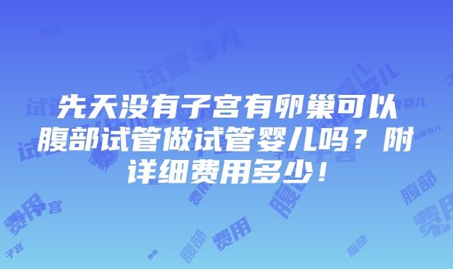 先天没有子宫有卵巢可以腹部试管做试管婴儿吗？附详细费用多少！