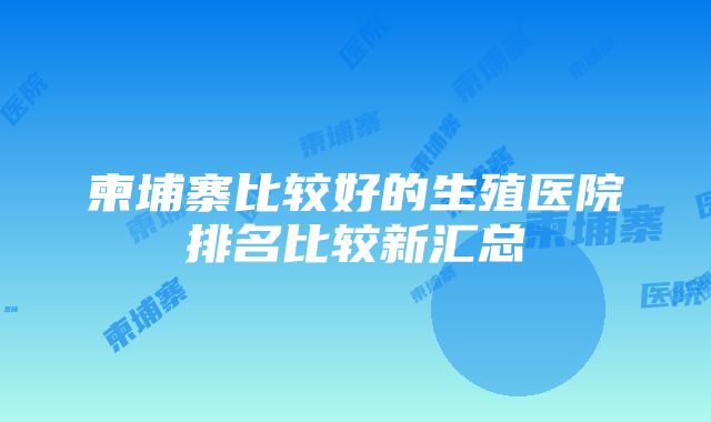 柬埔寨比较好的生殖医院排名比较新汇总