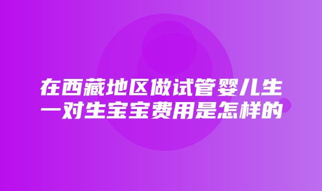 在西藏地区做试管婴儿生一对生宝宝费用是怎样的