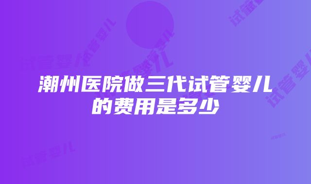 潮州医院做三代试管婴儿的费用是多少