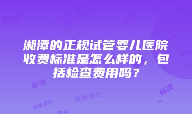 湘潭的正规试管婴儿医院收费标准是怎么样的，包括检查费用吗？