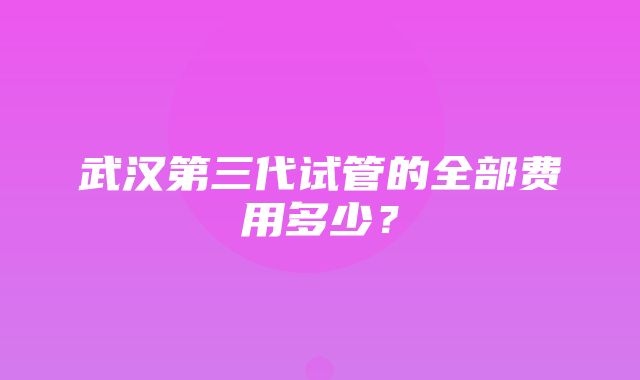 武汉第三代试管的全部费用多少？