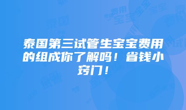 泰国第三试管生宝宝费用的组成你了解吗！省钱小窍门！