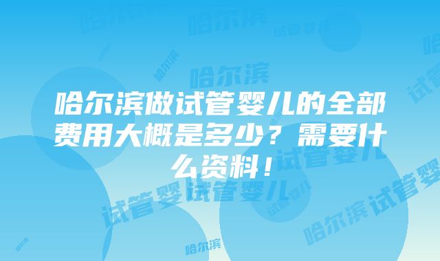 哈尔滨做试管婴儿的全部费用大概是多少？需要什么资料！