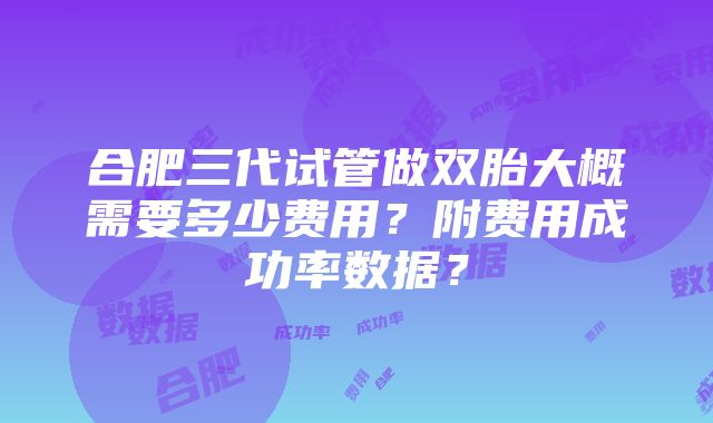 合肥三代试管做双胎大概需要多少费用？附费用成功率数据？