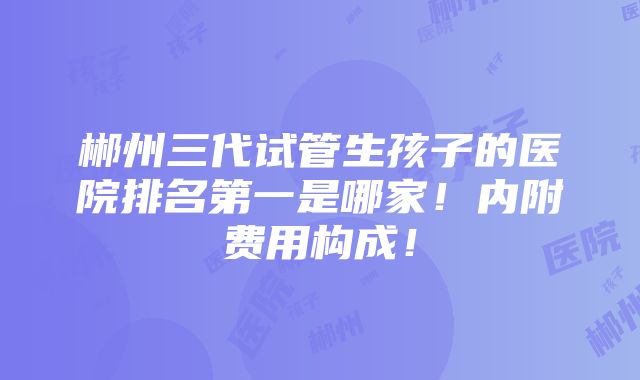 郴州三代试管生孩子的医院排名第一是哪家！内附费用构成！