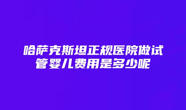 哈萨克斯坦正规医院做试管婴儿费用是多少呢