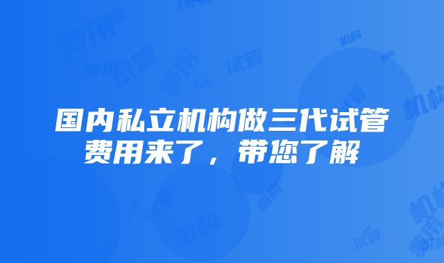 国内私立机构做三代试管费用来了，带您了解