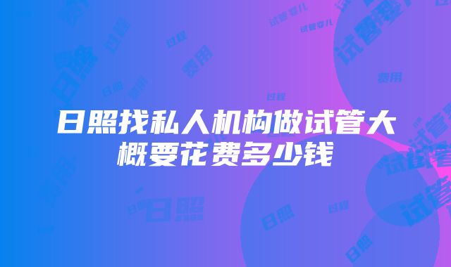 日照找私人机构做试管大概要花费多少钱