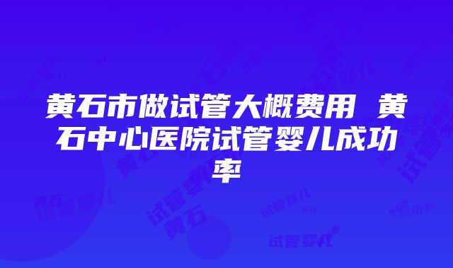 黄石市做试管大概费用 黄石中心医院试管婴儿成功率