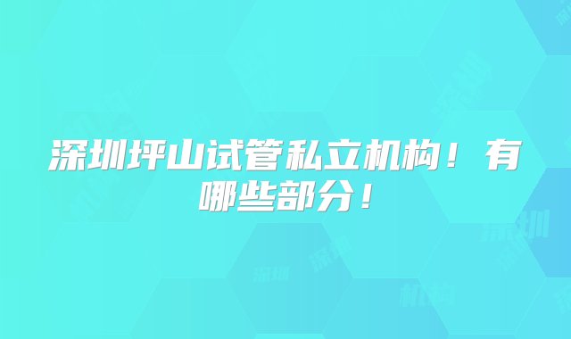 深圳坪山试管私立机构！有哪些部分！