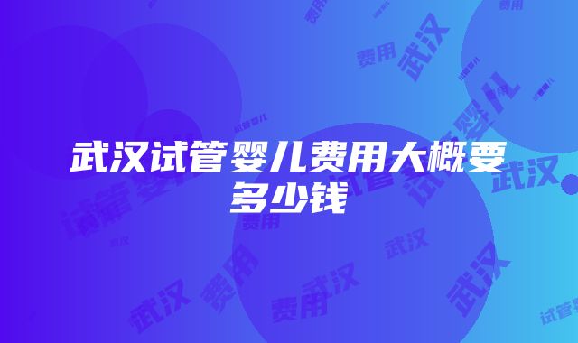 武汉试管婴儿费用大概要多少钱