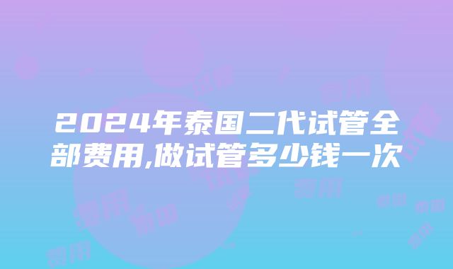 2024年泰国二代试管全部费用,做试管多少钱一次