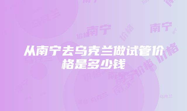 从南宁去乌克兰做试管价格是多少钱