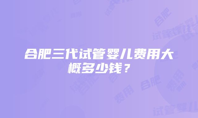 合肥三代试管婴儿费用大概多少钱？