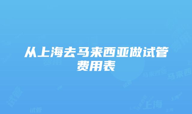 从上海去马来西亚做试管费用表