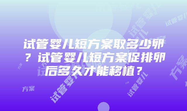 试管婴儿短方案取多少卵？试管婴儿短方案促排卵后多久才能移植？