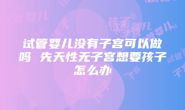 试管婴儿没有子宫可以做吗 先天性无子宫想要孩子怎么办