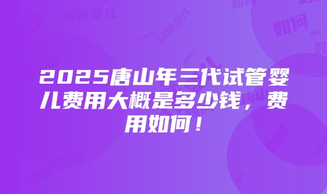 2025唐山年三代试管婴儿费用大概是多少钱，费用如何！