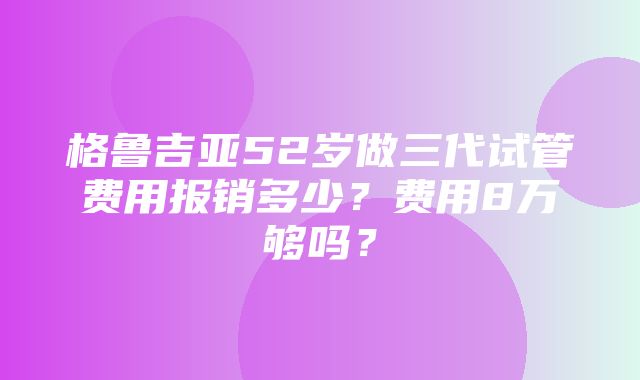 格鲁吉亚52岁做三代试管费用报销多少？费用8万够吗？