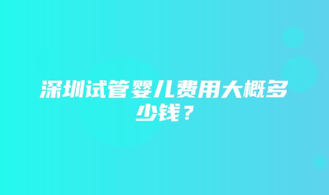 深圳试管婴儿费用大概多少钱？