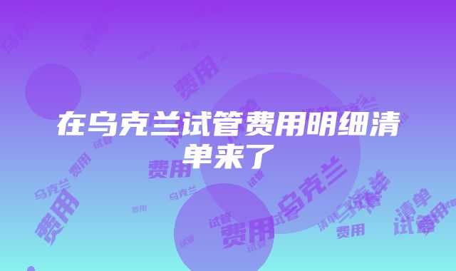 在乌克兰试管费用明细清单来了