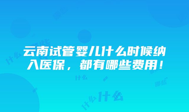 云南试管婴儿什么时候纳入医保，都有哪些费用！