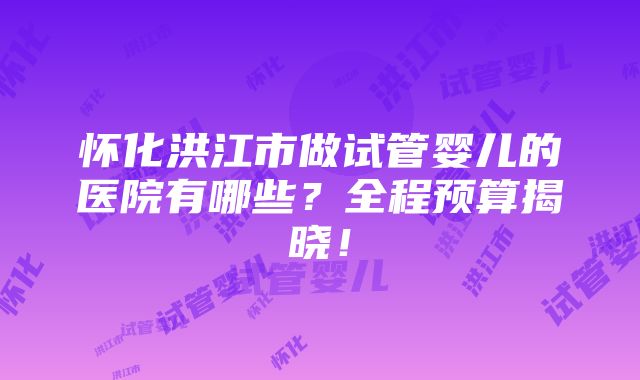 怀化洪江市做试管婴儿的医院有哪些？全程预算揭晓！