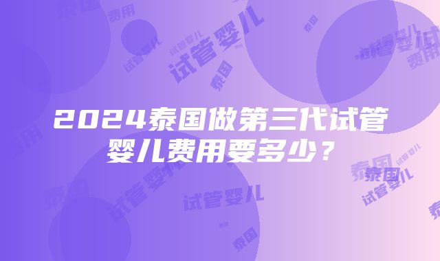 2024泰国做第三代试管婴儿费用要多少？