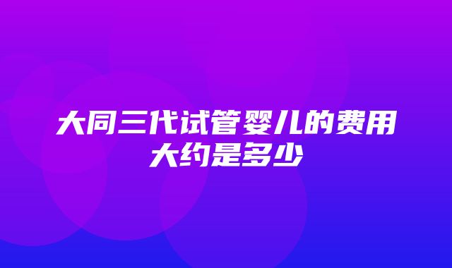 大同三代试管婴儿的费用大约是多少