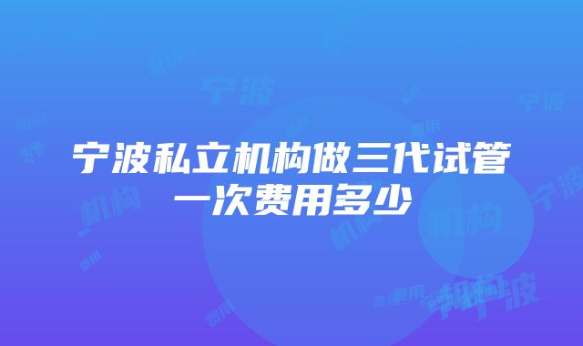 宁波私立机构做三代试管一次费用多少