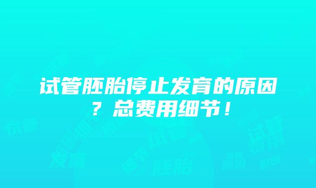 试管胚胎停止发育的原因？总费用细节！