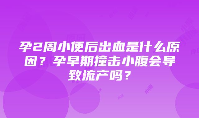 孕2周小便后出血是什么原因？孕早期撞击小腹会导致流产吗？