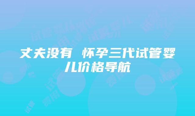 丈夫没有 怀孕三代试管婴儿价格导航